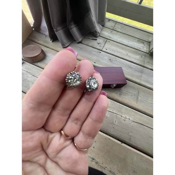 MODEL 1960s antique Ukraine Clip on earrings Stelling SILVER 875 vtg art - Picture 9 of 15